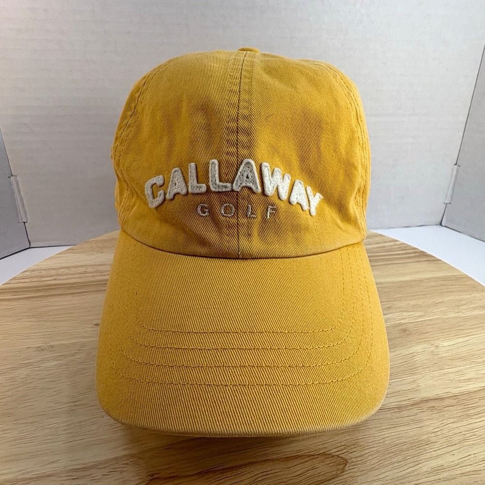 Callaway Yellow Cotton Canvas Golf Hat Cap Adjustable Embroidered Logo